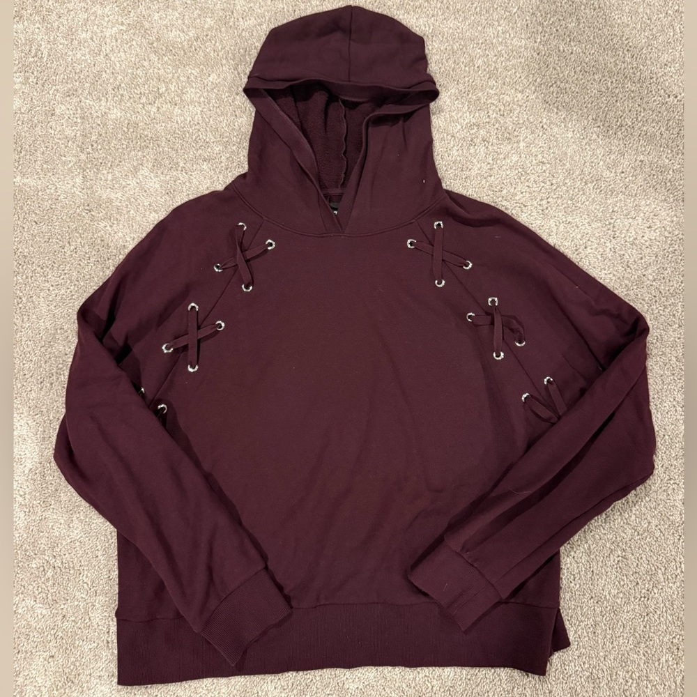 Victoria's Secret Deep Plum Lace-Up Hoodie